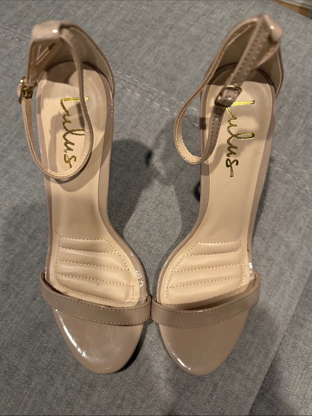 Lulu's Nude Patent Ankle-Strap Heels Size 8 NEW